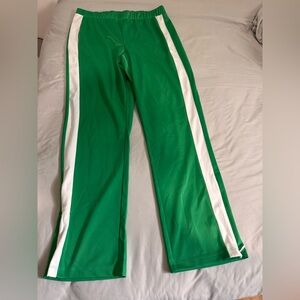 Women’s Green Track Pants with White Side Stripes